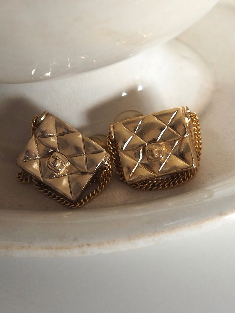 CHANEL シャネル マトラッセ バッグ イヤリング ゴールド ヴィンテージ - 耳環/耳夾/耳骨夾 - 其他金屬 金色