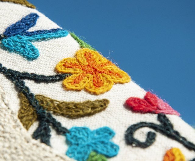 手作りリネン財布/織り継ぎ刺繍長財布/長財布/小銭入れ/織り財布