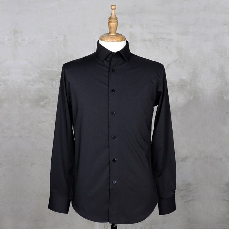 Minimalist Fitted Shirt-DS-1053 - Men's Shirts - Other Man-Made Fibers Black