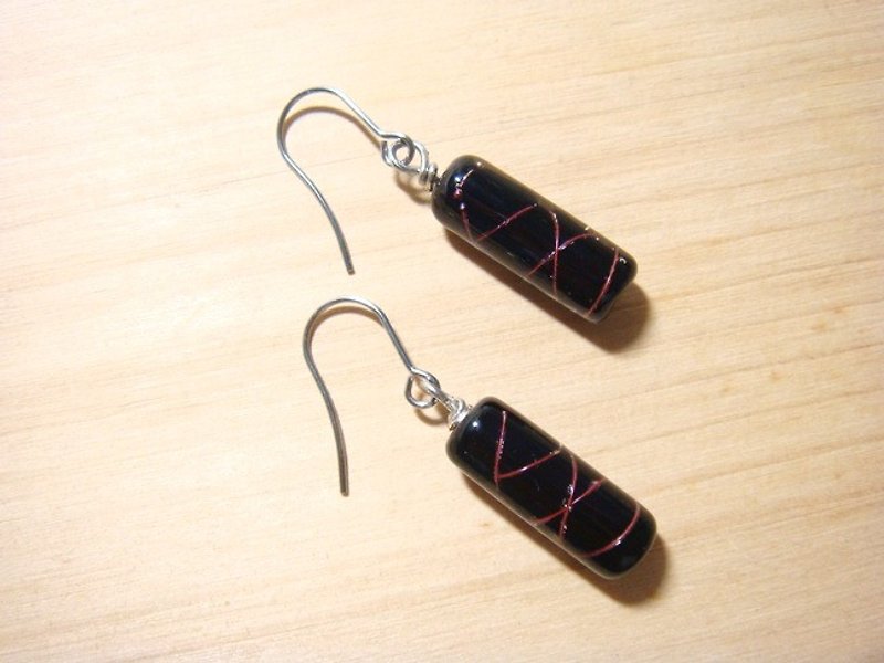 Grapefruit forest colored glaze- lingering- colored glaze earrings - Earrings & Clip-ons - Glass Black