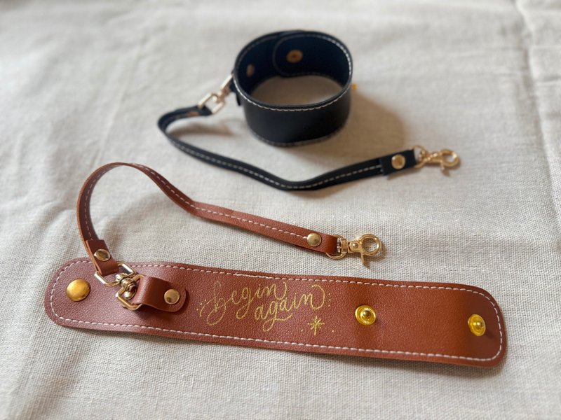 便攜收納掛繩 - 化妝包/收納袋 - 人造皮革 咖啡色