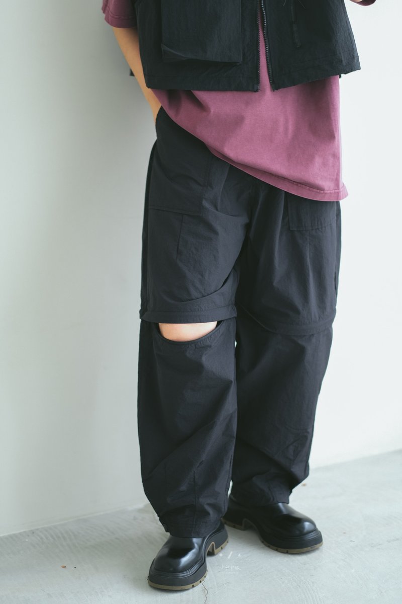 Long and short overalls with detachable legs - 2 colors - black, short and long - กางเกง - ไฟเบอร์อื่นๆ สีดำ