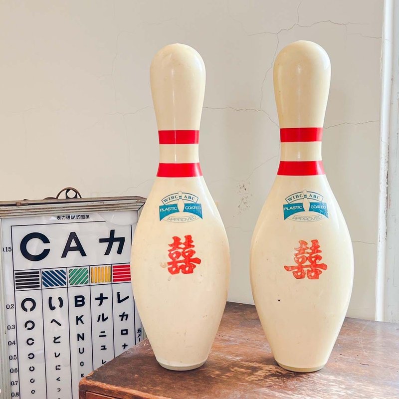 台灣早期保齡球瓶懷舊擺件 - 擺飾/家飾品 - 木頭 白色