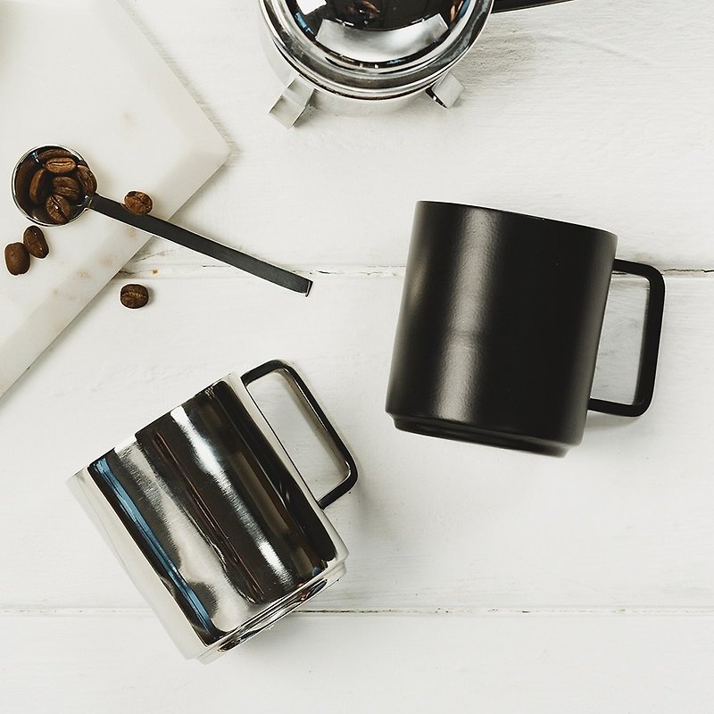 British Selbrae House stainless steel black and silver two-color metal coffee cup / mug - แก้ว - สแตนเลส สีเทา