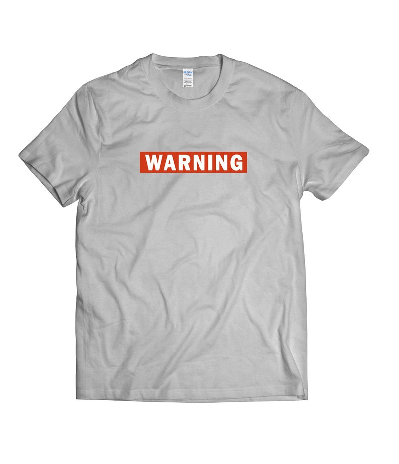 危險警告-T-shirt 白/黑/灰/藏青 - 男 T 恤 - 棉．麻 多色