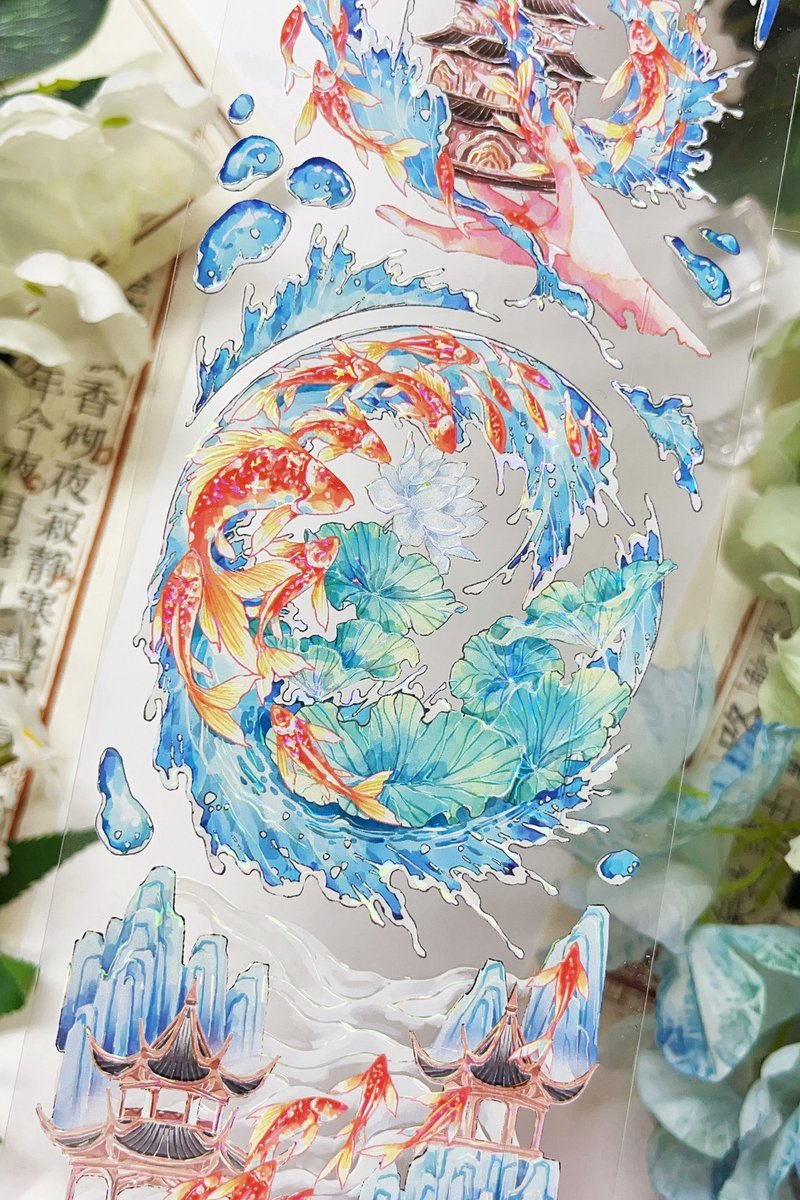 金波逐影 PET 紙膠帶 貝殼光 10米卷 - 紙膠帶/和紙/PET - 其他材質 