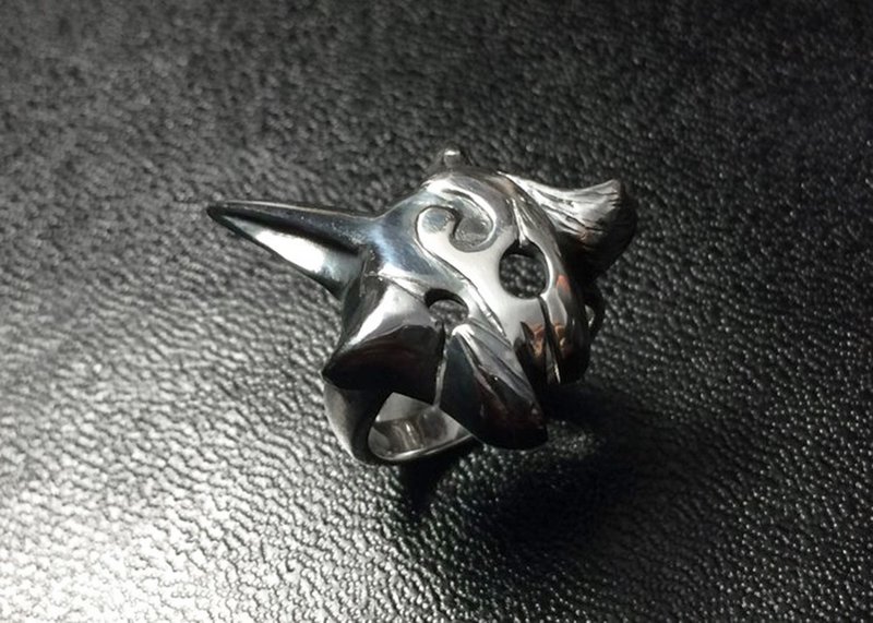 [Grandpa Timothy Workshop] League of Legends LOL mirror claw 925 sterling silver mask dyed two-color ring - General Rings - Other Metals Black