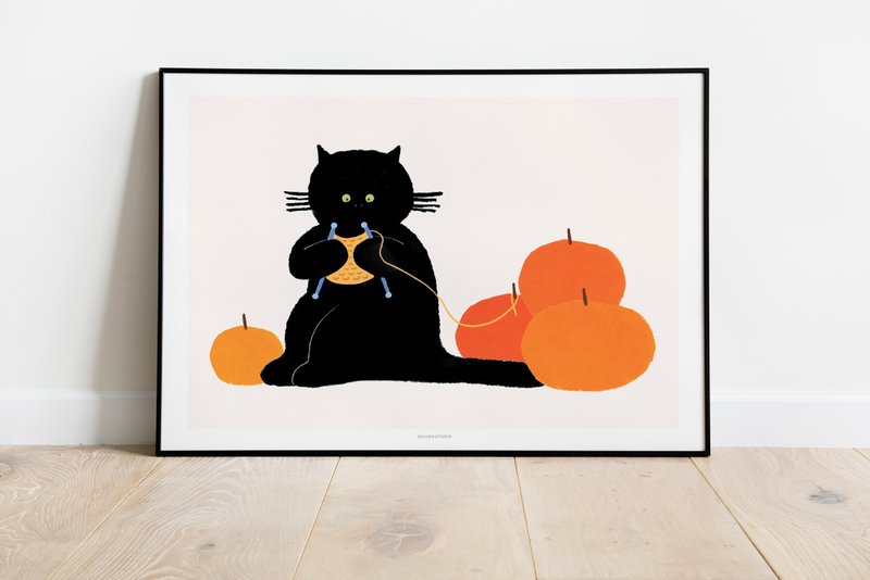 Woolly Cat poster (A3/A4) - 海報/掛畫/掛布 - 紙 橘色