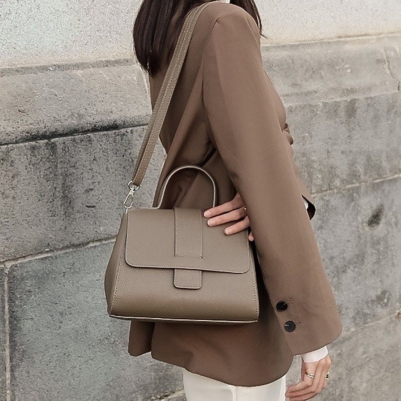 [Made in Italy] Sabrina Urban Handbag/Crossbody Bag-Elephant Gray - Messenger Bags & Sling Bags - Genuine Leather Gray