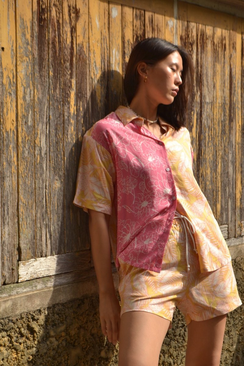 Bayday l CALA SHORTS l Yellow Floral - 女短褲/五分褲 - 亞麻 