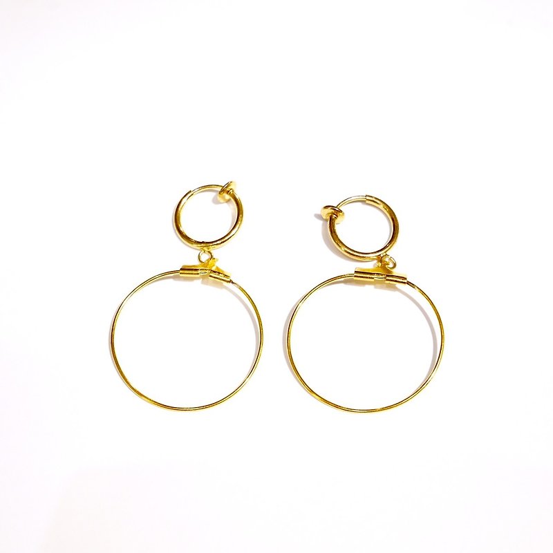 Zero needle / clip earrings - ต่างหู - โลหะ สีทอง