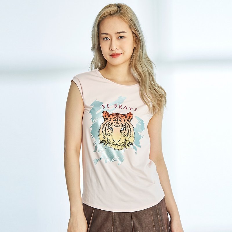 Chest Print Boxy T-Shirt - Women's T-Shirts - Cotton & Hemp Pink