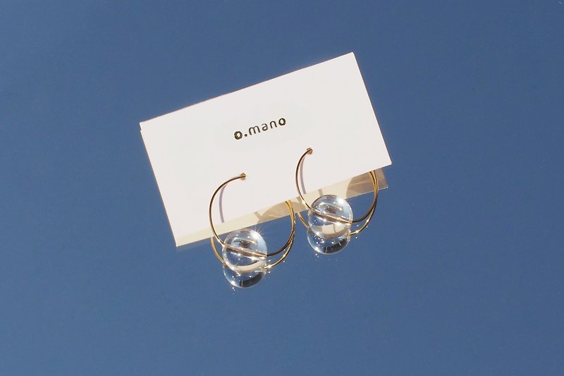 แก้ว ต่างหู สีใส - 14k gold filled and glass earrings M size