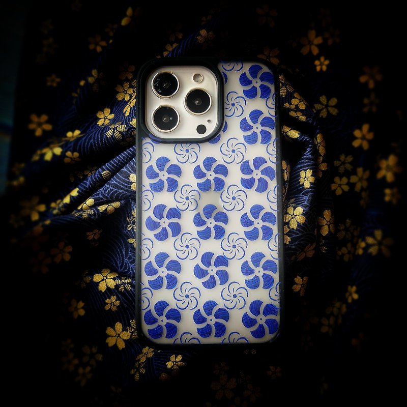 Japanese Style Case with Wrist Strap for iPhone 13 Series, Blue Sakura - Phone Cases - Acrylic Blue