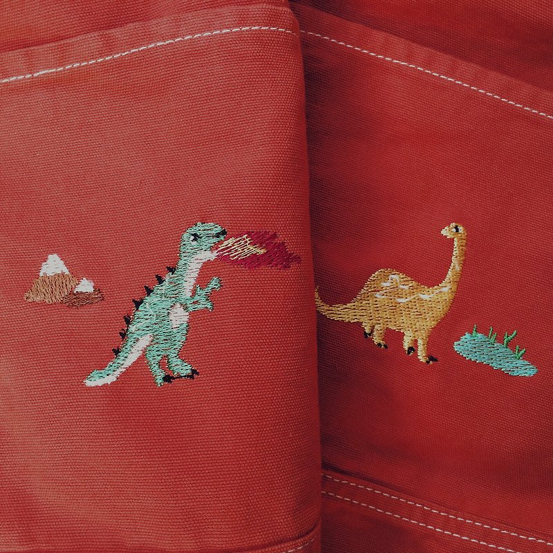 T rex  / Bronto Embroidery - Canvas Crossbody Bag : Red - Messenger Bags & Sling Bags - Cotton & Hemp Red