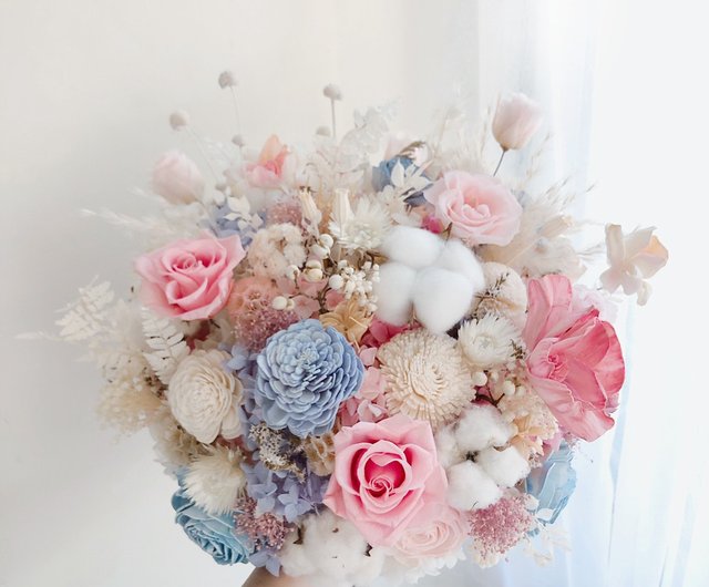 Immortal flower wave ball bouquet-crown style dried flowers/birthday/Valentine's  Day/Mother's Day//opening/proposal - Shop Mint Cat Floral Arrangement Dried  Flowers & Bouquets - Pinkoi