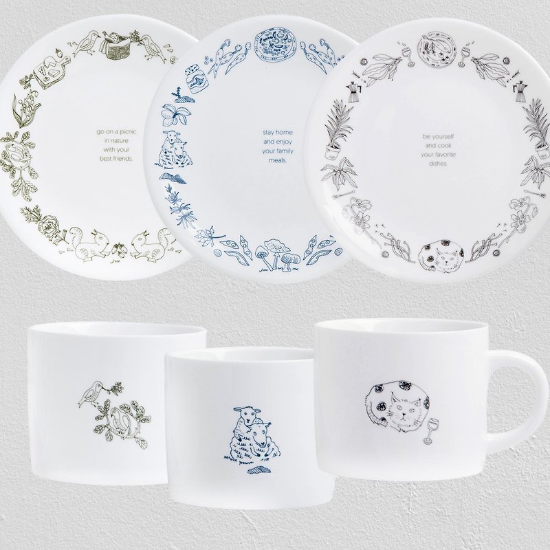 Sister warm heart animal print cup set - Mugs - Porcelain Multicolor