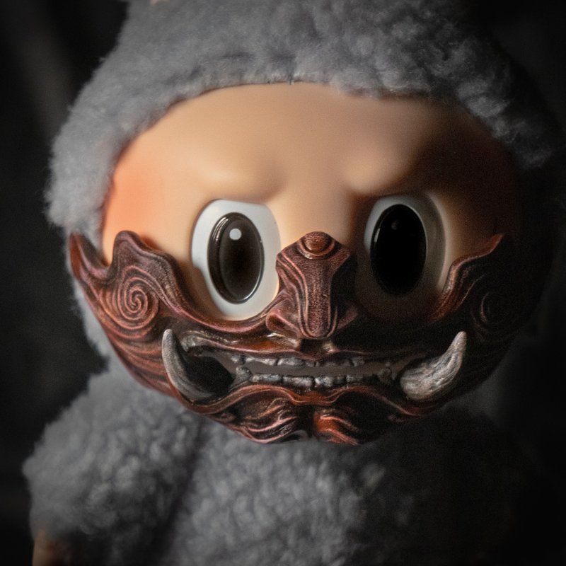 Labubu面具 日本鬼面罩, Labubu Mask Japan Oni Mask, Samurai - 公仔/玩偶 - 樹脂 紅色