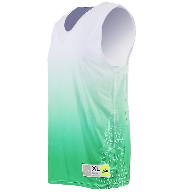 Tools Gradient Sublimation Basketball Wear #绿#Basketball Tops - Men's Sportswear Tops - Polyester Green