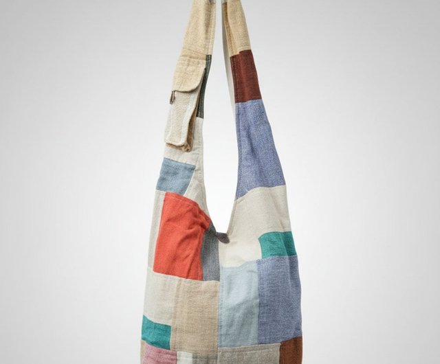 手縫いパッチワークの文芸青年風ショルダーバッグ - ショップ 止まり木