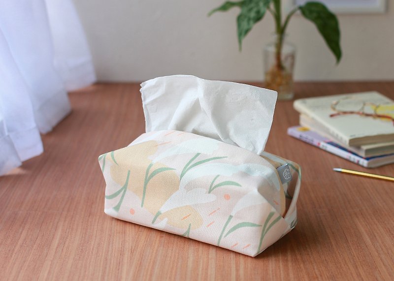 【Mango flower-soy flour-toilet paper cover】desktop / stiff version - Tissue Boxes - Polyester Pink