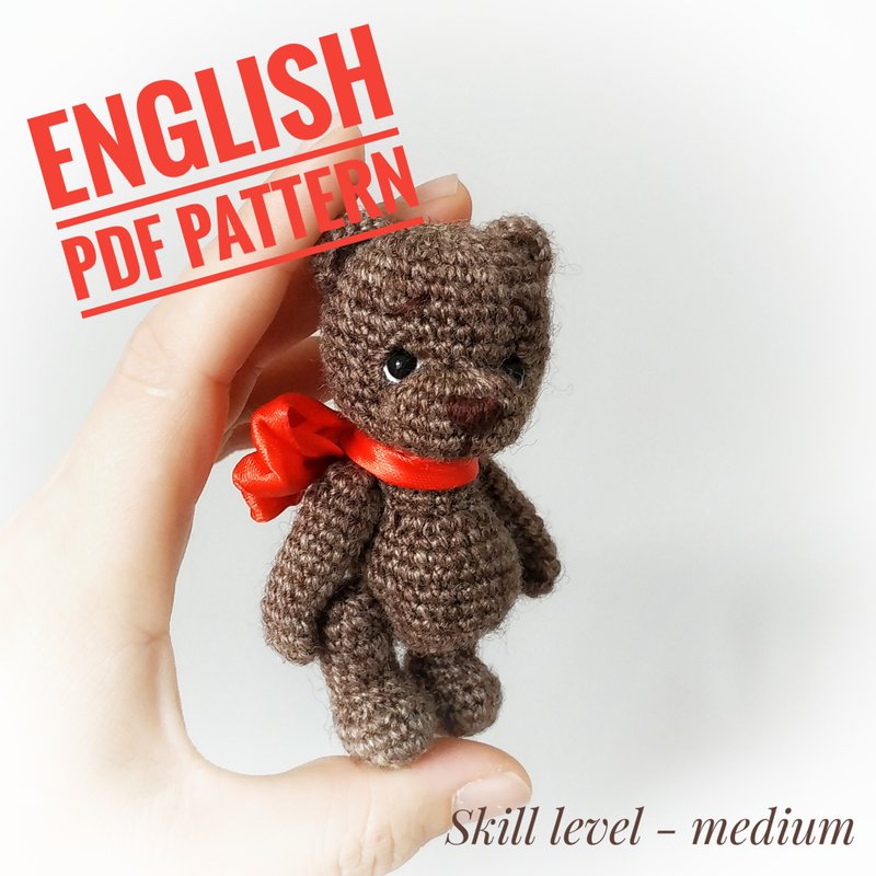 Pdf pattern Crochet Mini teddy bear. Amigurumi animal bear. Dollhouse miniature - 電子書/雜誌 - 其他材質 