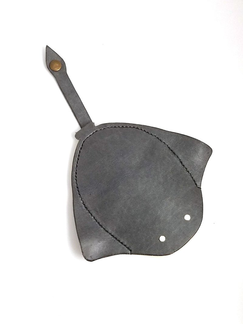 Key Holder Key Pouch Stingray devil fish - Keychains - Genuine Leather Gray