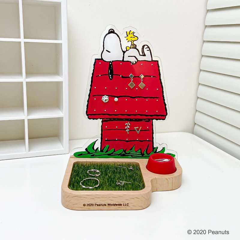 [Preferred gift] SNOOPY joint earring holder jewelry holder Snoopy series log + Acrylic - Storage - Wood Brown