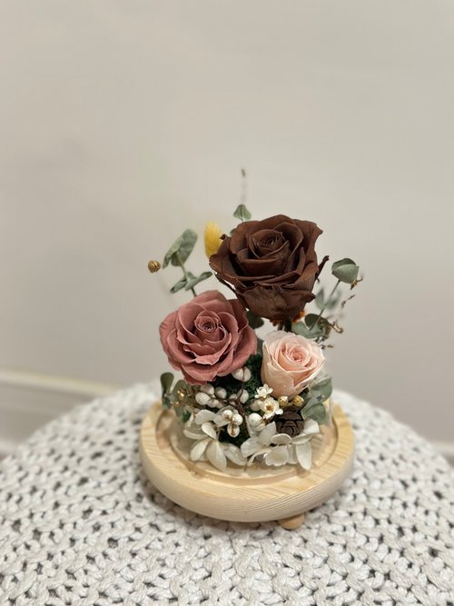 Miau Flowers 喵喵花室 永生玫瑰玻璃盅 送禮 新年禮物 交換禮物 療癒小物