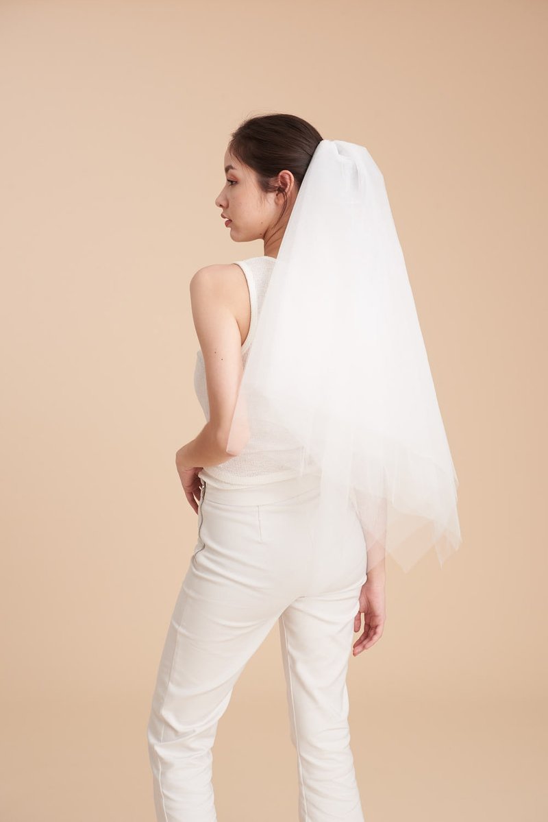 Basic Soft Tulle Wedding Veil - 髮夾/髮圈 - 聚酯纖維 白色