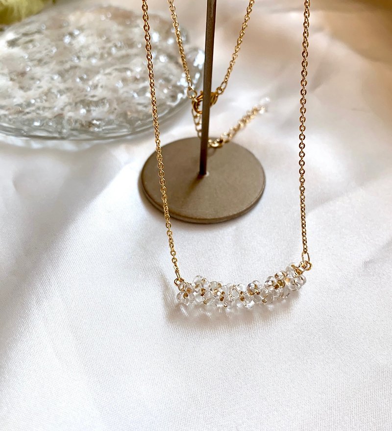 14kgf glass beads necklace - สร้อยคอ - แก้ว สีทอง