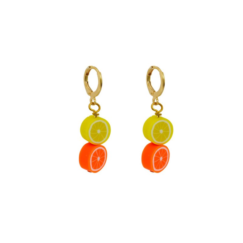Lemon Yellow Orange huggie earrings | by Ifemi Jewels - 其他 - 其他材質 金色