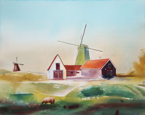 Alla Vlaskina The Netherlands. Watercolor painting on paper