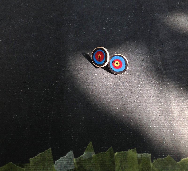 ●イヤリングラウンド蛇の目「限定」ステンレス鋼の耳 - ピアス・イヤリング - 木製 多色