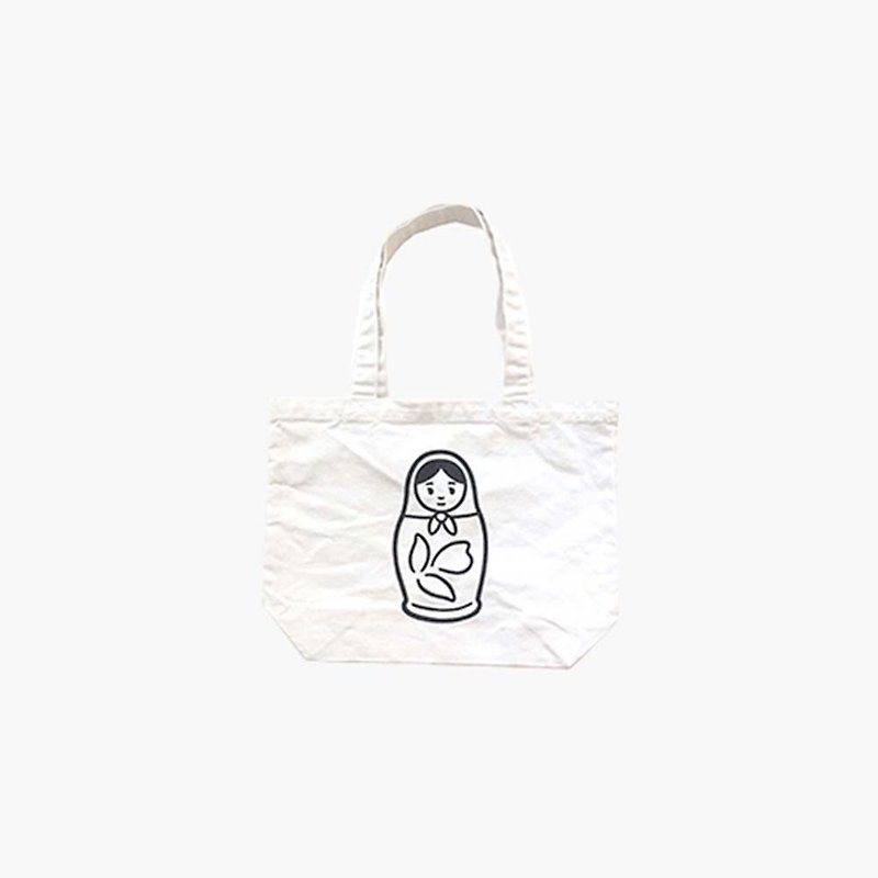 NORITAKE -MATRYOSHKA 01 (totebag) - Messenger Bags & Sling Bags - Cotton & Hemp White