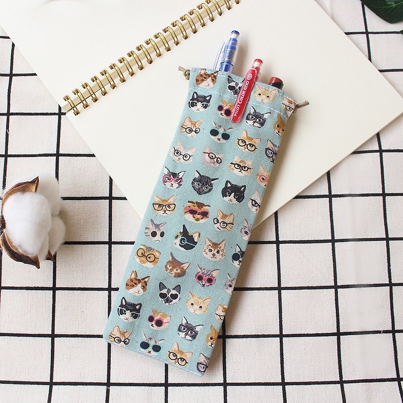 Cute cat pencil case / bundle pocket pencil case storage bag - Pencil Cases - Cotton & Hemp Blue