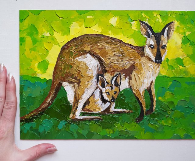 カンガルー絵画カブアートオーストラリア油絵動物インパスト