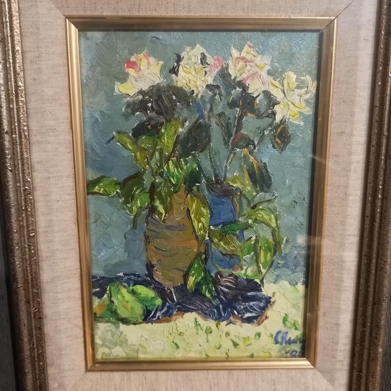 陳炫亨油畫靜物百合花 - 海報/掛畫/掛布 - 棉．麻 多色