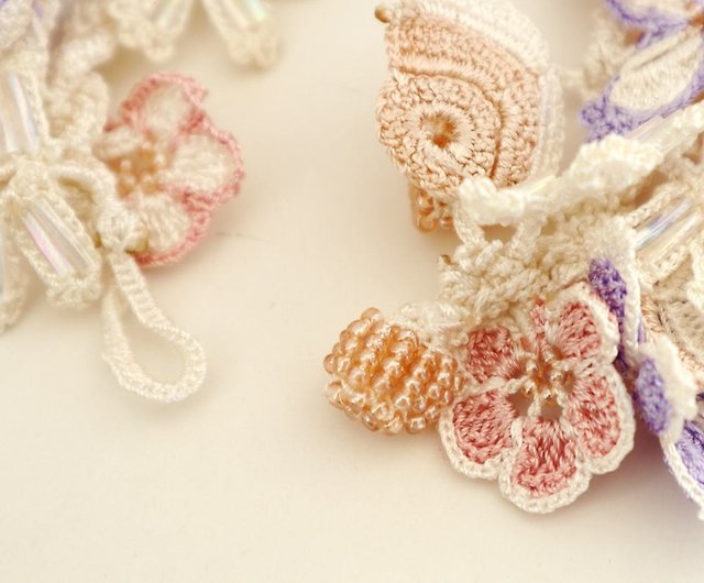 Crochet Lace Jewelrybow Fiber Jewelry, Crochet Ring, Statement Ring 