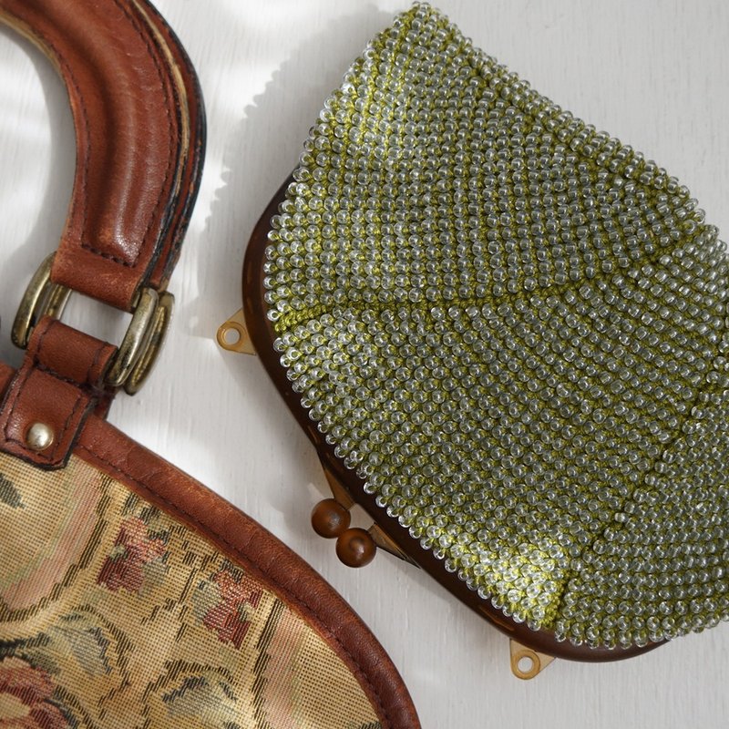 Ba-ba (m) Beads crochet petit-bag No.2150 - 化妝包/收納袋 - 其他材質 綠色