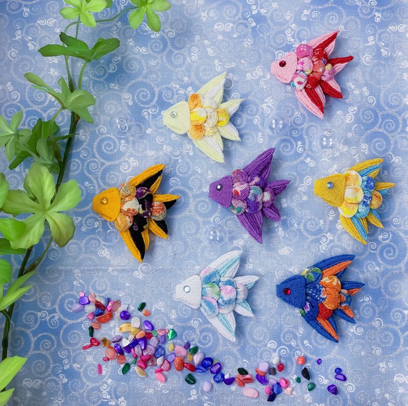 (水生 熱帶魚) 細工布花 海洋 橡筋髮圈 髮夾 - 髮夾/髮圈 - 其他人造纖維 多色