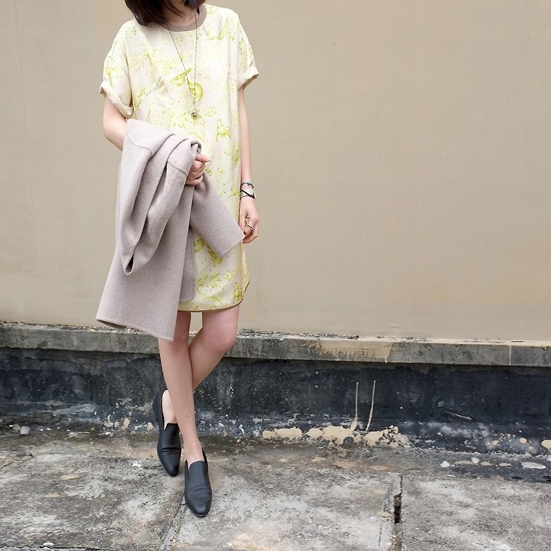 Gao fruit / GAOGUO original designer brand women's summer new large size women dress silk flowers - Skirts - Silk Yellow