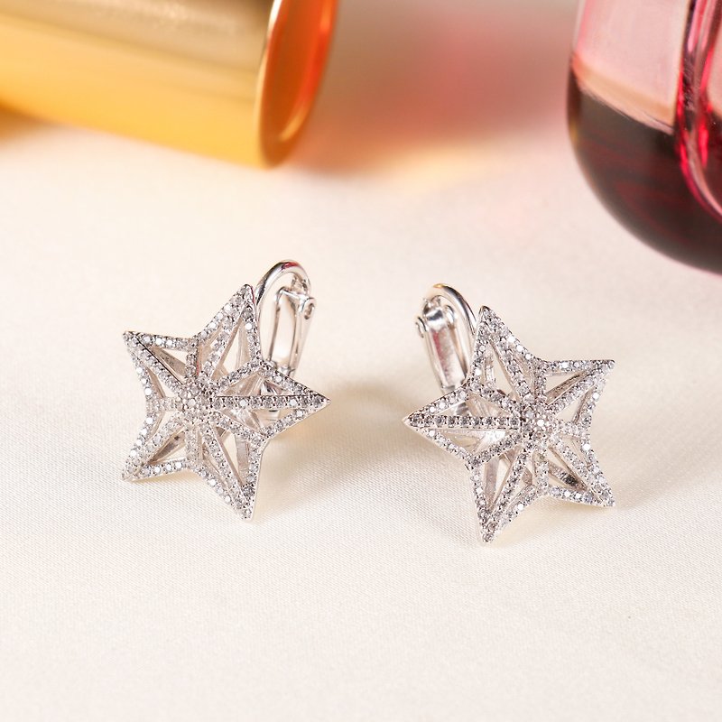Stars single ear cuff star earrings memory series 925 sterling silver earrings - Earrings & Clip-ons - Sterling Silver Gold