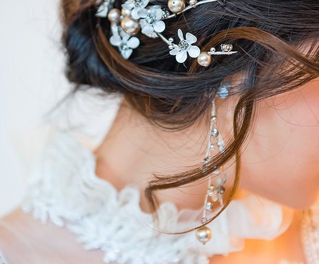 Handmade Bridal Jewelry White Lover Hand Dyeing Bronze Crystal