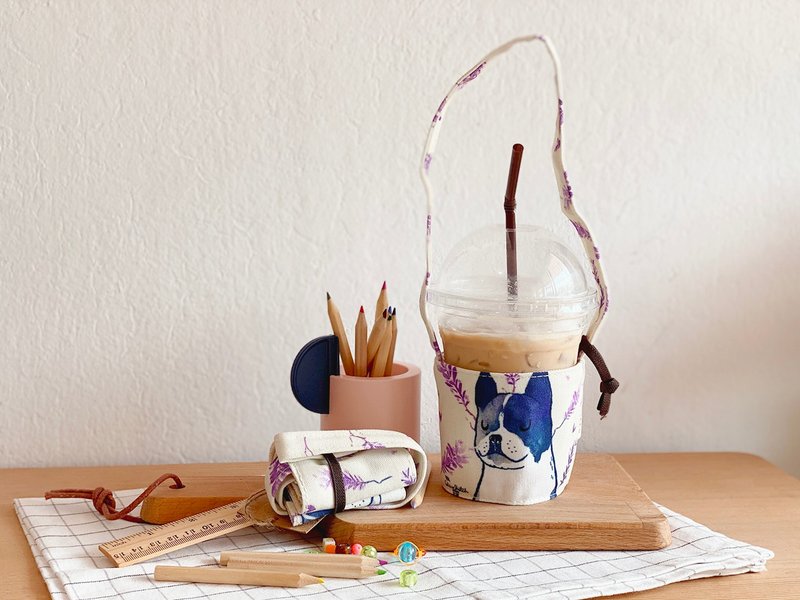 Beverage holder with Lavender  dog - 其他 - 棉．麻 紫色