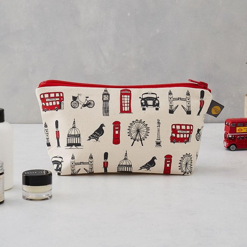 British egg cotton cosmetic bag classic London - Toiletry Bags & Pouches - Cotton & Hemp Red