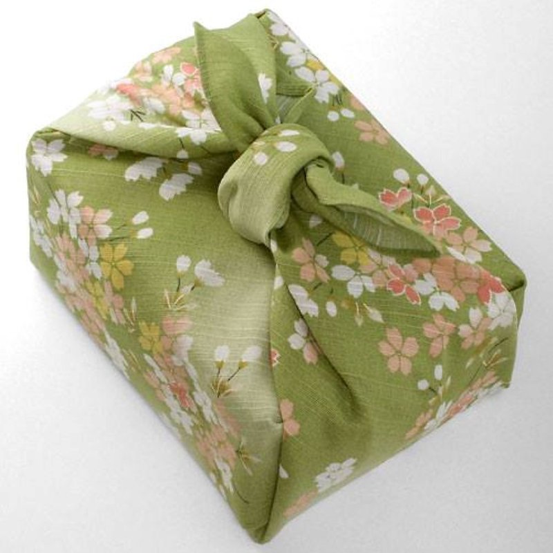Kyoto Furoshiki Towel - Uno Chiyo Middle Towel - Dance Sakura (Green) - Items for Display - Cotton & Hemp 