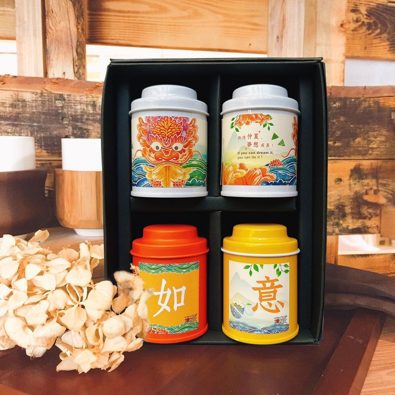 [Wuzang] Dragon Boat Festival Charity Tea Gift Box C1 - Classic comprehensive four-in-one small tea gift [Midsummer Dream] - ชา - อาหารสด หลากหลายสี