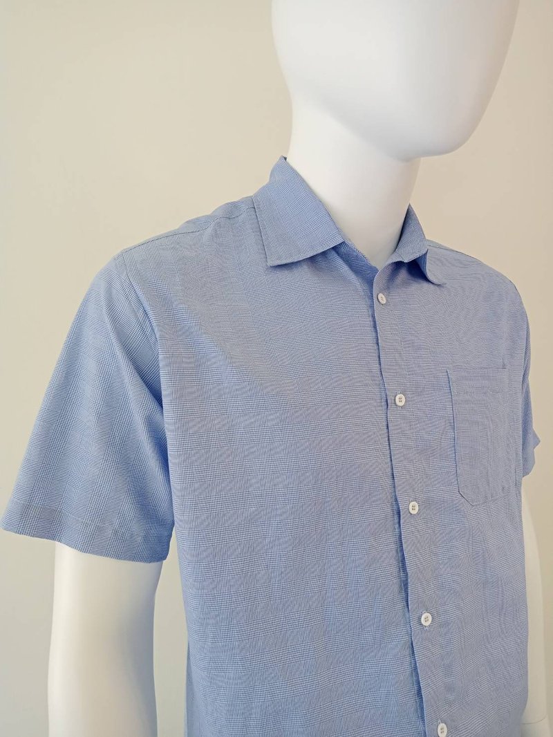 (Customized) Summer Micro Loose Single Pocket Short Sleeve Shirt - เสื้อเชิ้ตผู้ชาย - ผ้าฝ้าย/ผ้าลินิน 