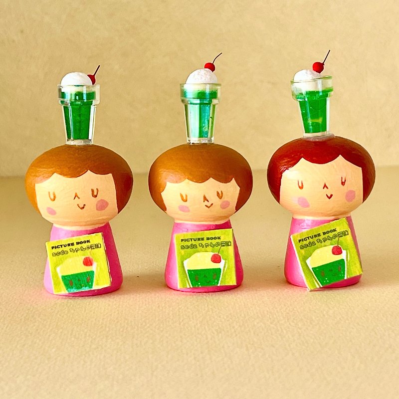Creative mini kokeshi cream soda-chan - Stuffed Dolls & Figurines - Wood Pink